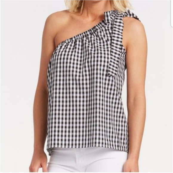 Evereve Tops - NWT Evereve Elan | Gingham One Shoulder Top